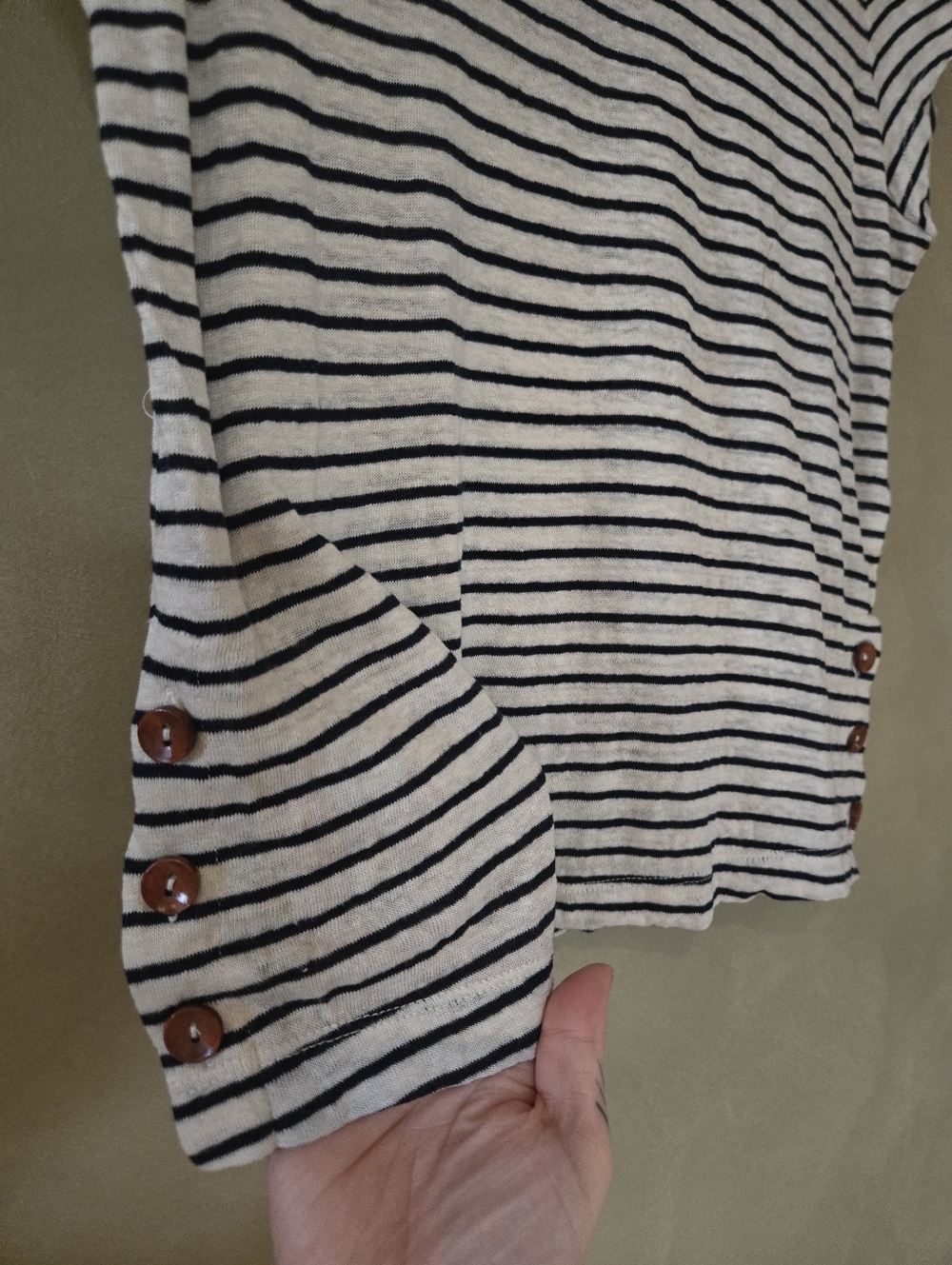 Joie | 100% Linen Tee with Navy Stripe Crewneck - Picture 7 of 7